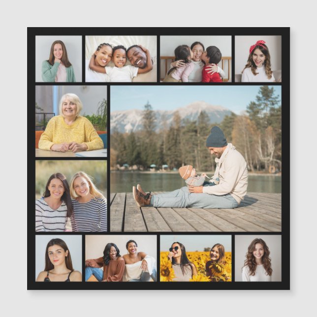 Create Your Own 11 Photo Collage Magnetic Card (Front)