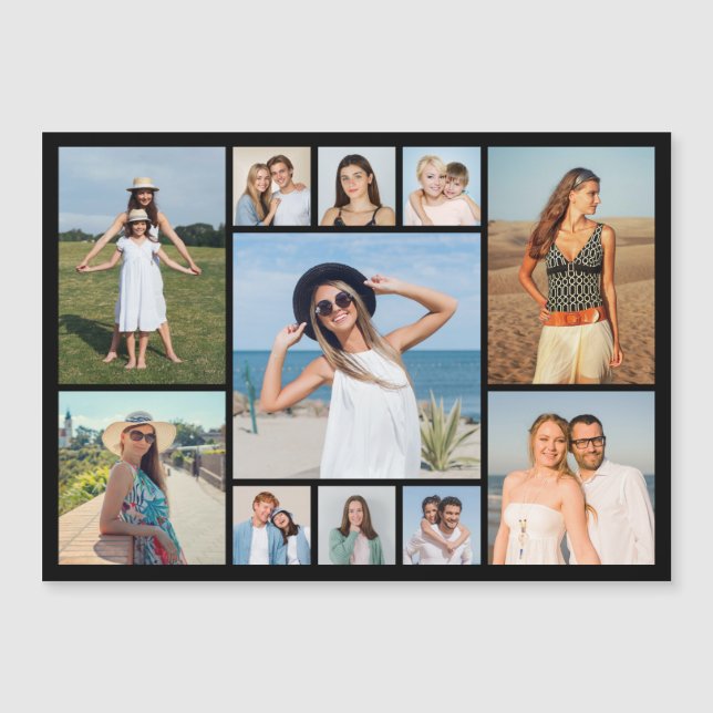Create Your Own 11 Photo Collage Magnetic Card (Front)