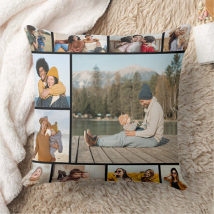 Create Your Own 11 Photo Collage  Throw Pillow