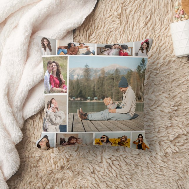 Create Your Own 11 Photo Collage  Throw Pillow (Blanket)