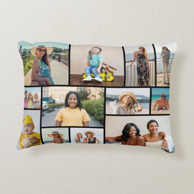 Create Your Own 12 Photo Collage  Accent Pillow (Back)