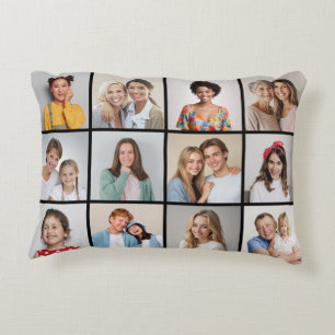 Create Your Own 12 Photo Collage Accent Pillow