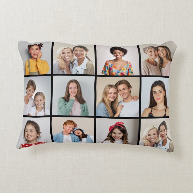 Create Your Own 12 Photo Collage Accent Pillow (Back)