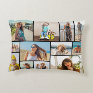 Create Your Own 12 Photo Collage  Accent Pillow