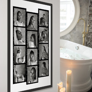 Create Your Own 12 Photo Collage Birthday Modern Poster