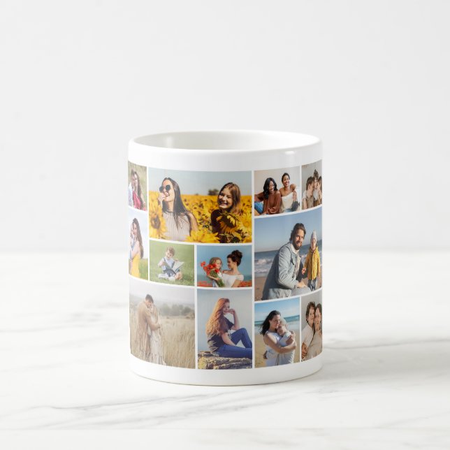 Create Your Own 12 Photo Collage Coffee Mug (Center)