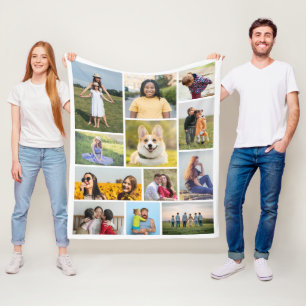 Create Your Own 12 Photo Collage Fleece Blanket