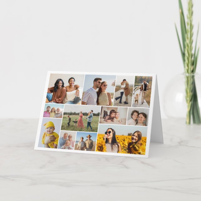 Create Your Own 12 Photo Collage Folded Greeting Card (Front)