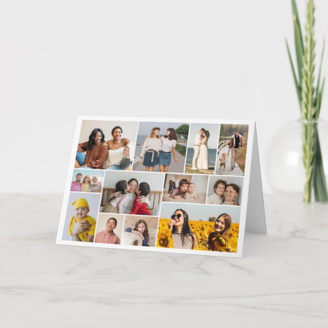 Create Your Own 12 Photo Collage Folded Greeting Card (Front)
