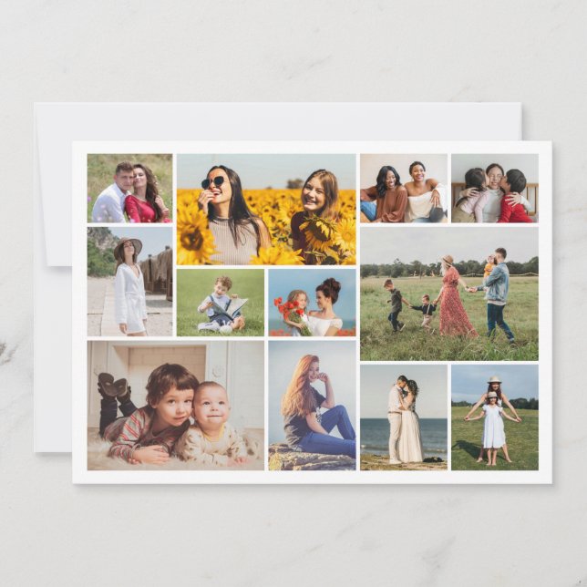 Create Your Own 12 Photo Collage Greeting Card (Front)