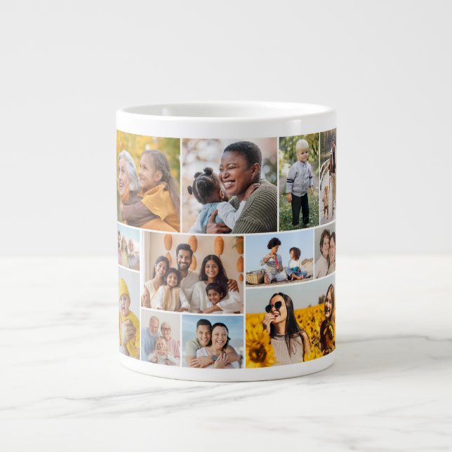 Create Your Own 12 Photo Collage  Large Coffee Mug (Front)