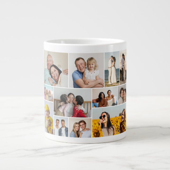 Create Your Own 12 Photo Collage  Large Coffee Mug (Front)