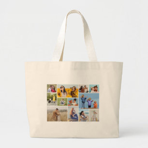 Create Your Own 12 Photo Collage Large Tote Bag