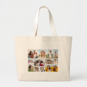 Create Your Own 12 Photo Collage  Large Tote Bag