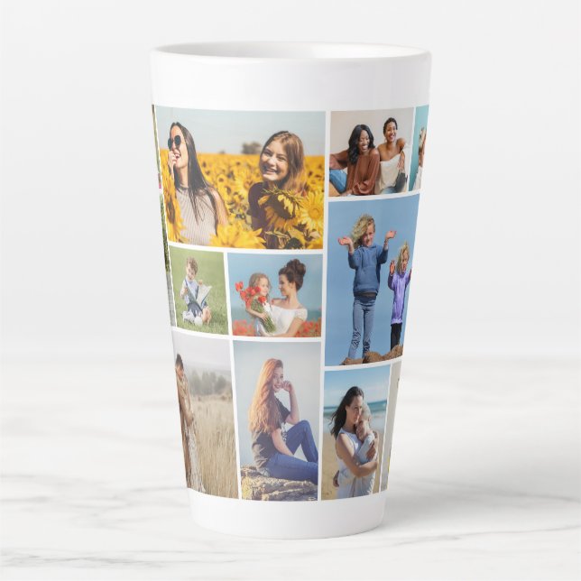 Create Your Own 12 Photo Collage Latte Mug (Front)