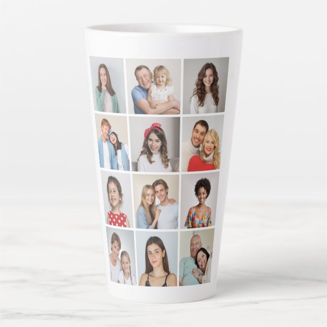 Create Your Own 12 Photo Collage Latte Mug (Front)