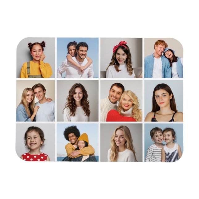 Create Your Own 12 Photo Collage Magnet (Horizontal)
