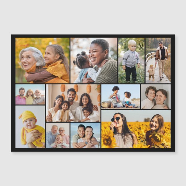 Create Your Own 12 Photo Collage Magnetic Card (Front)