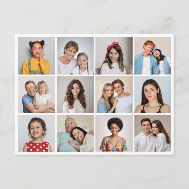Create Your Own 12 Photo Collage Postcard (Front)