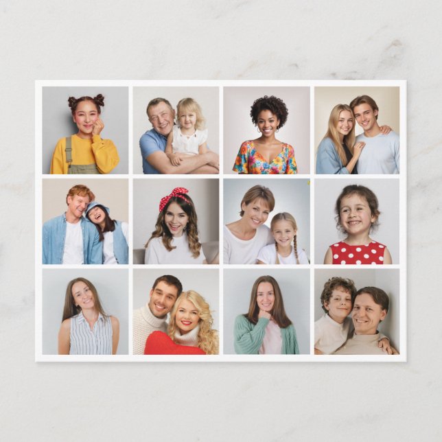 Create Your Own 12 Photo Collage Postcard (Front)
