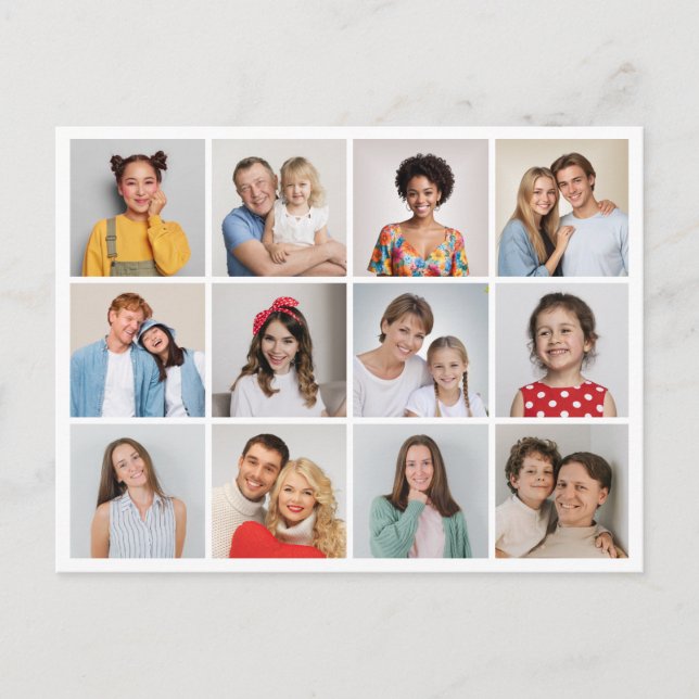Create Your Own 12 Photo Collage Postcard (Front)