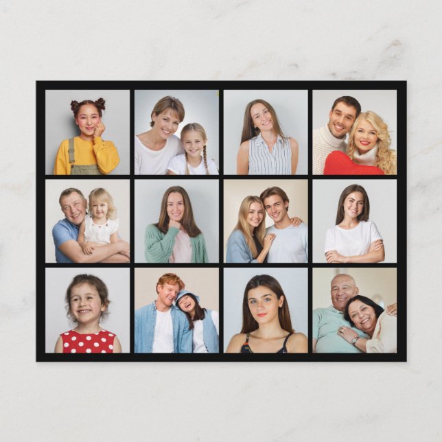 Create Your Own 12 Photo Collage Postcard (Front)