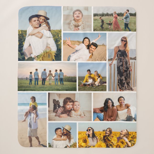 Create Your Own 12 Photo Collage Sherpa Blanket (Front)