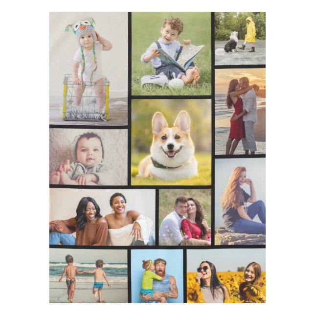Create Your Own 12 Photo Collage Tablecloth (Front)