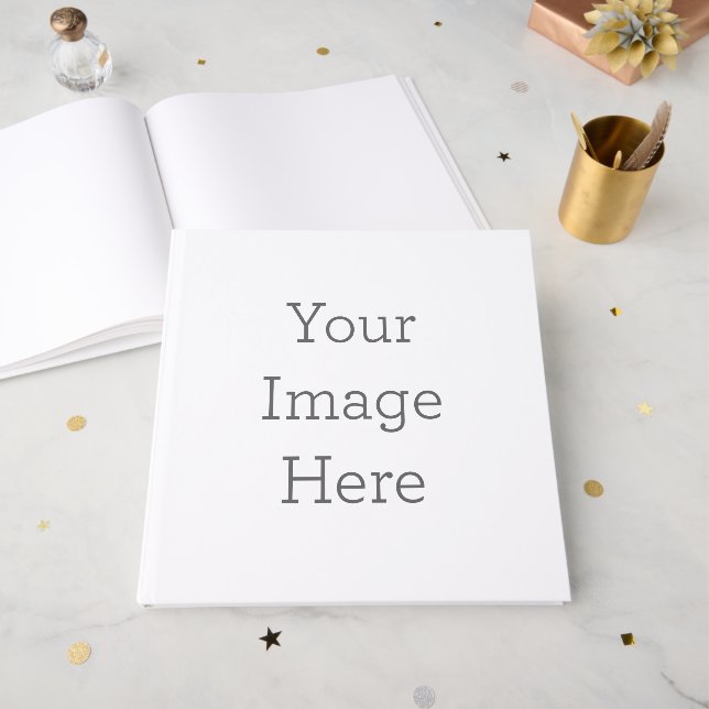 Guestbook Size: 30.5 cm × 30.5 cm , Paper: White 70# Uncoated Text (Front Open)