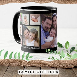 Create Your Own 13 Family Photo Collage Black Mug