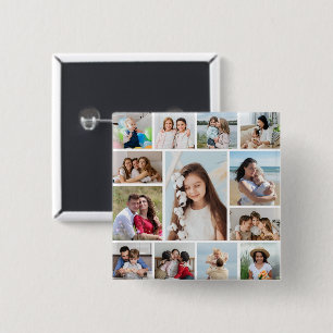Create Your Own 13 Photo Collage 2 Inch Square Button