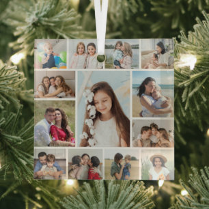 Create Your Own 13 Photo Collage Glass Ornament