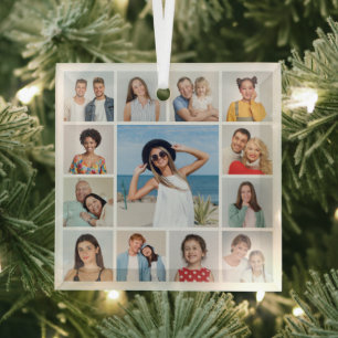 Create Your Own 13 Photo Collage Glass Ornament