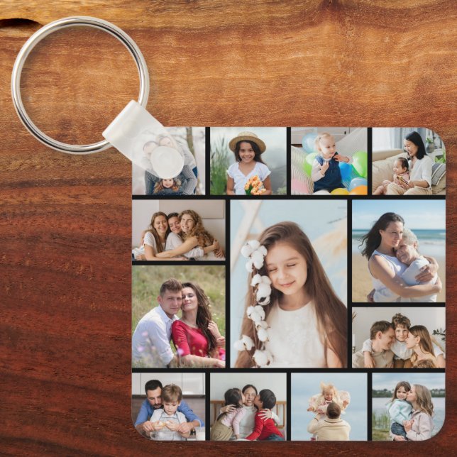 Create Your Own 13 Photo Collage Keychain (Front)