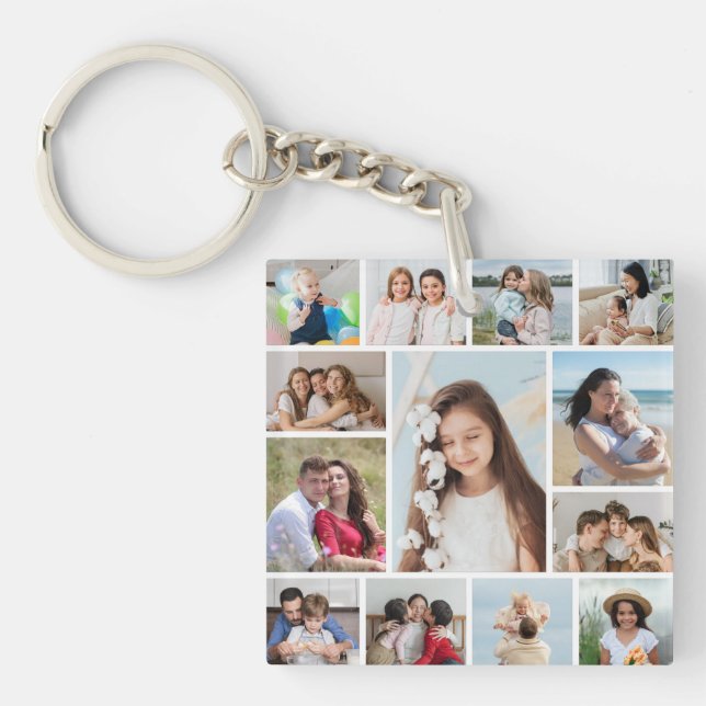 Create Your Own 13 Photo Collage Keychain (Front)