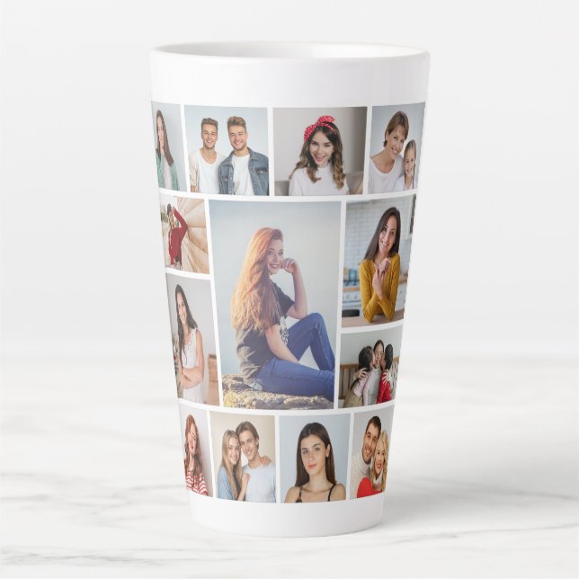 Create Your Own 13 Photo Collage Latte Mug (Front)