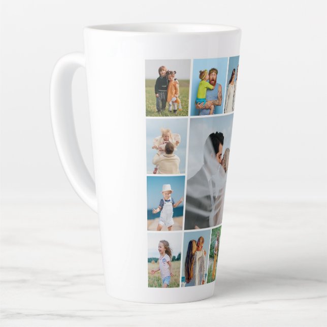 Create Your Own 13 Photo Collage Latte Mug (Left Angle)