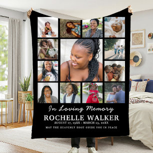 Create Your Own 13 Photo Collage Memorial Funeral  Fleece Blanket