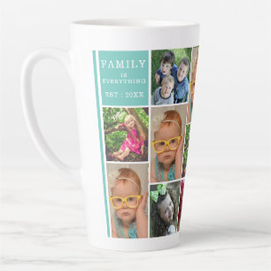 Create Your Own 13 Photo Collage Monogram Teal Lat Latte Mug