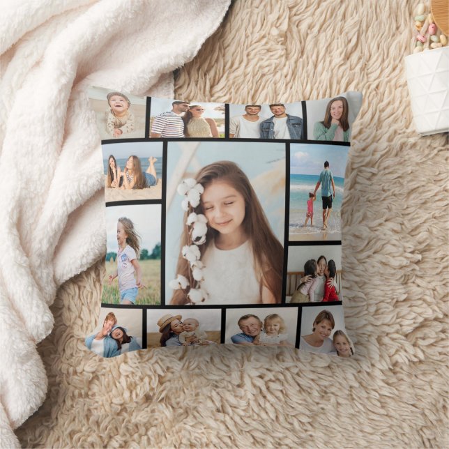 Create Your Own 13 Photo Collage Throw Pillow (Blanket)