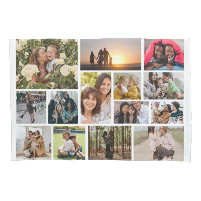 Create Your Own 14 Photo Collage Photo Front Back Pillowcase (Front)