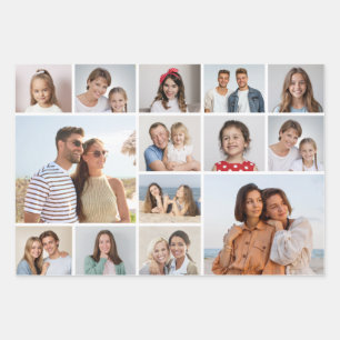 Create Your Own 14 Photo Collage Wrapping Paper Sheet