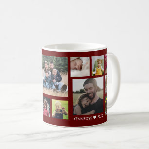 Create Your Own 15 Family Photo Collage Maroon Coffee Mug