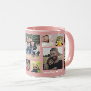Create Your Own 15 Family Photo Collage Pink Mug