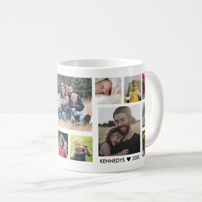 Create Your Own 15 Family Photo Collage White Coffee Mug (Front Right)