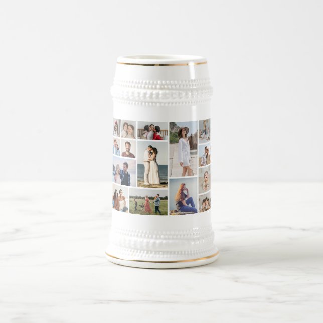 Create Your Own 15 Photo Collage Beer Stein (Center)