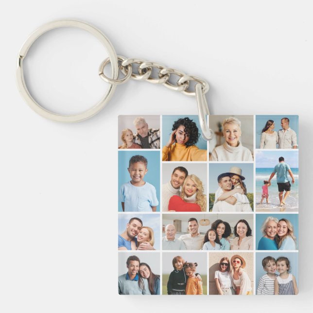 Create Your Own 15 Photo Collage Keychain (Front)