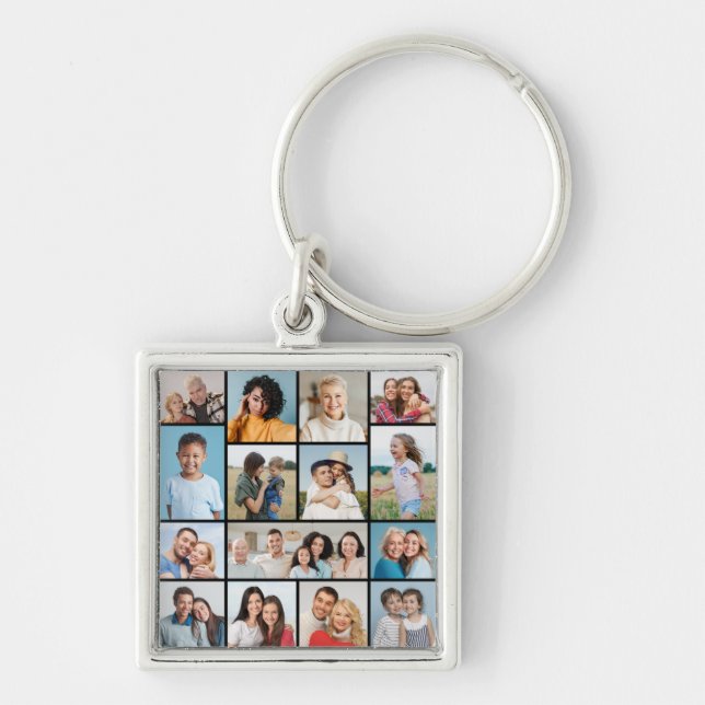 Create Your Own 15 Photo Collage Keychain (Front)