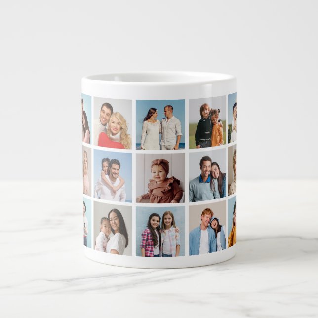 Create Your Own 15 Photo Collage Large Coffee Mug (Front)