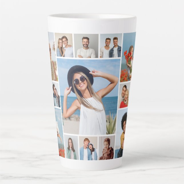Create Your Own 15 Photo Collage  Latte Mug (Front)